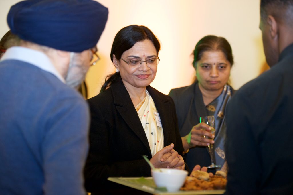 People picking canapes