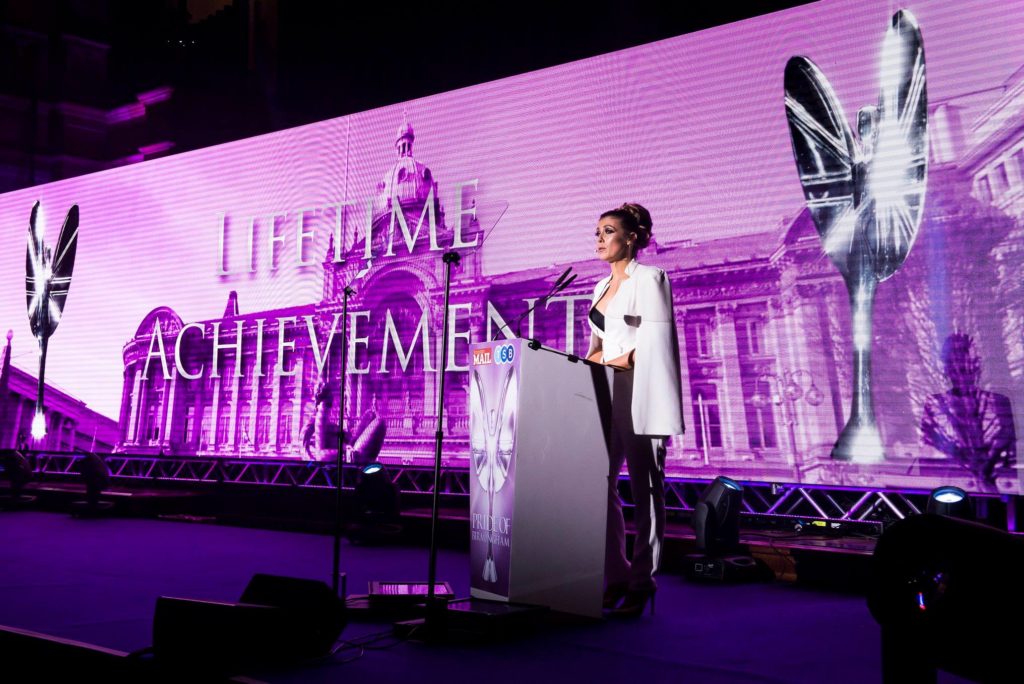 Kym Marsh on presenting duties.