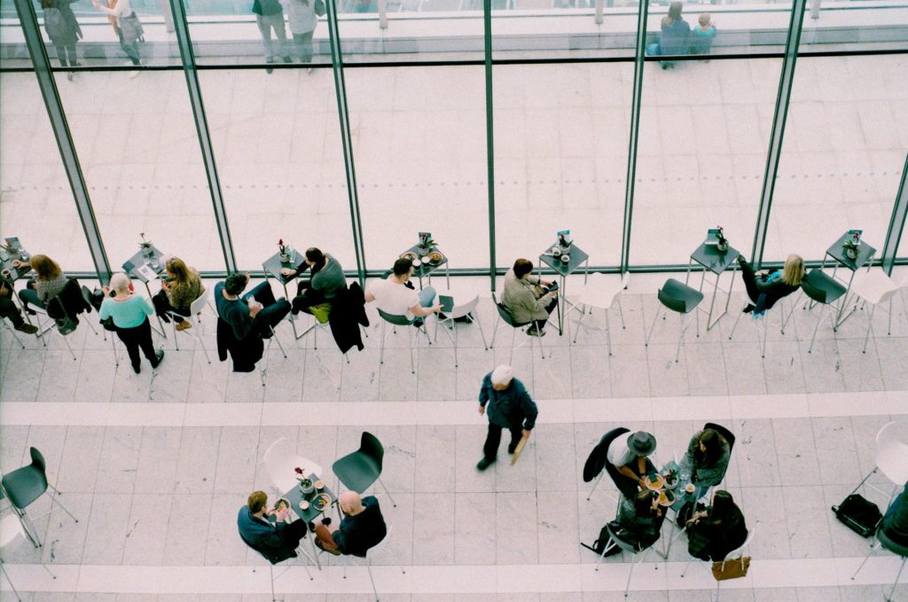 Groups of people talking