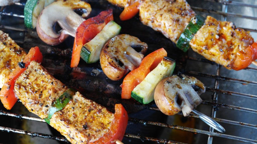 Skewers on a grill