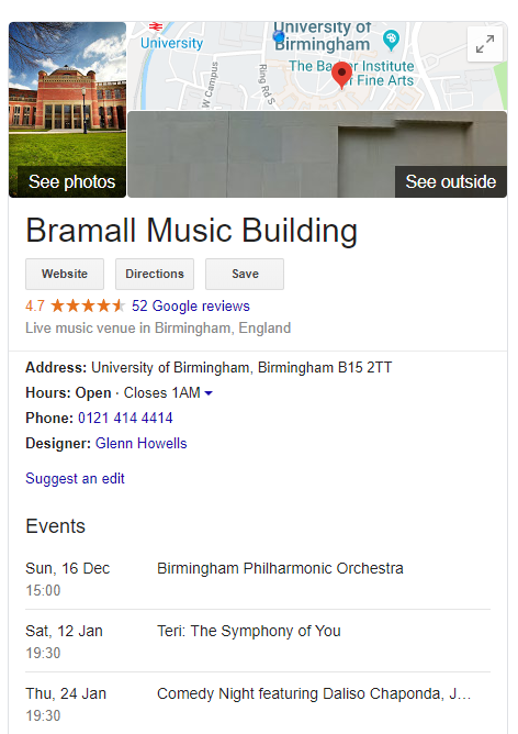 The Bramall's knowledge card