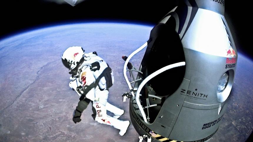 Felix Baumgartner jumping out of shuttle