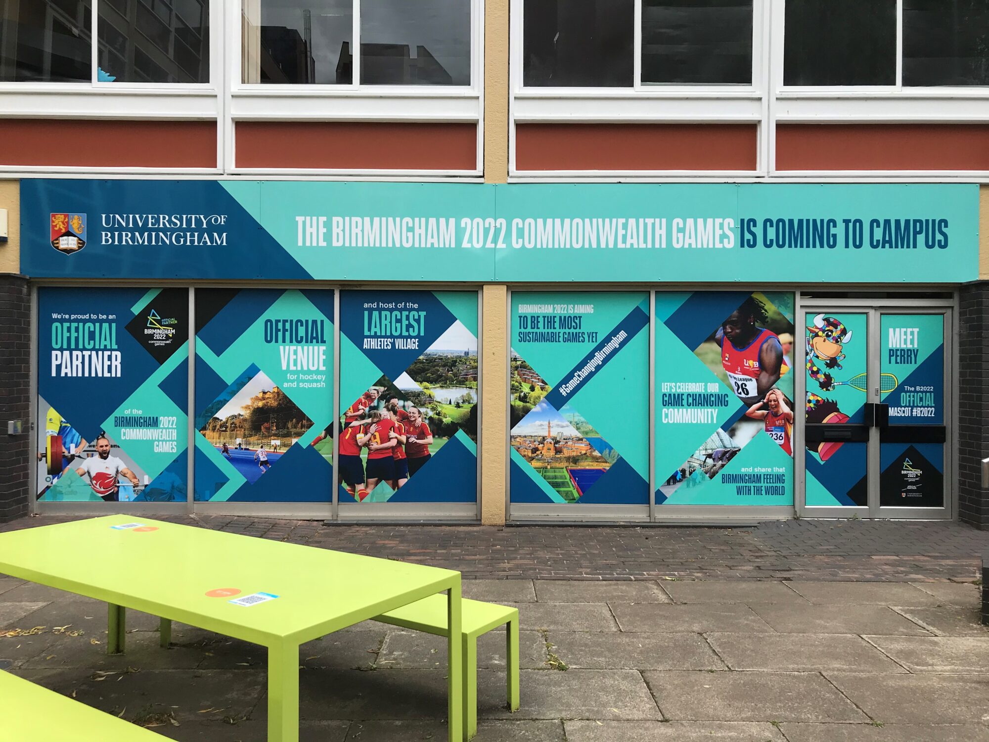 B2022 branding on Go Central building front,