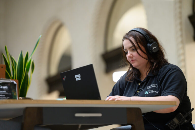 Member of staff on a zoom call